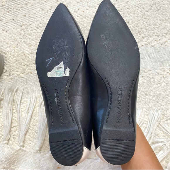 Enzo Angiolini black/white leather pointed flats - Picture 6 of 7